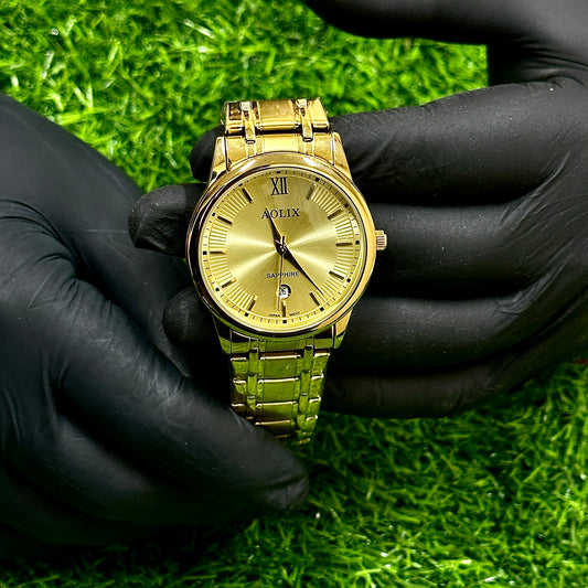 Aolix  Golden  + Golden Dial | Waterproof | Stainless steel | Ham Watches