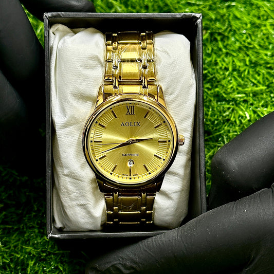 Aolix  Golden  + Golden Dial | Waterproof | Stainless steel | Ham Watches