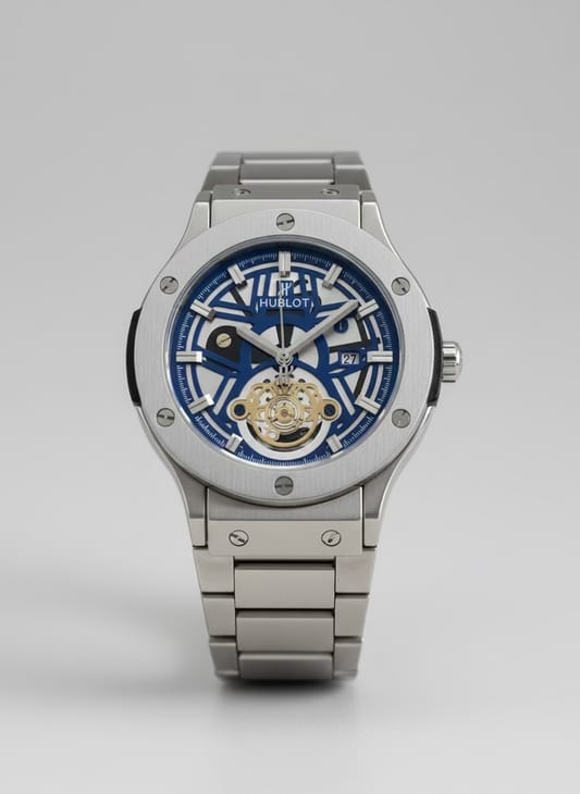 Hublot Silver + Blue Dial | Waterproof | Stainless Steel     | HAM Watches