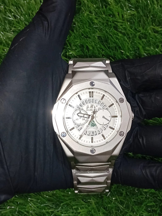 Hublot Silver + White Dial | Waterproof | Stainless Steel     | HAM Watches