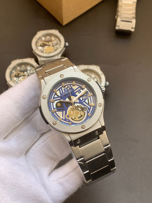 Hublot Silver + Blue Dial | Waterproof | Stainless Steel     | HAM Watches